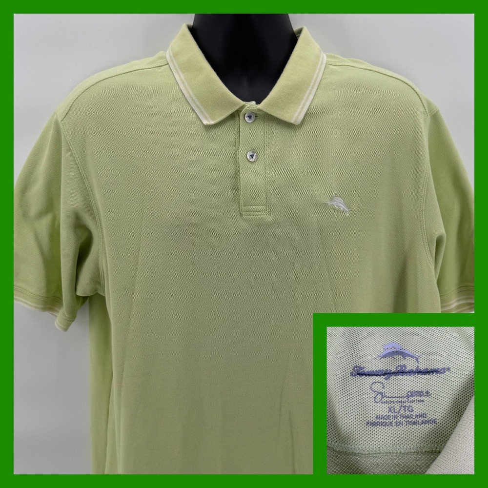 Tommy Bahama Polo Shirt Mens XL Green Emfielder Supima Cotton Short Sleeve